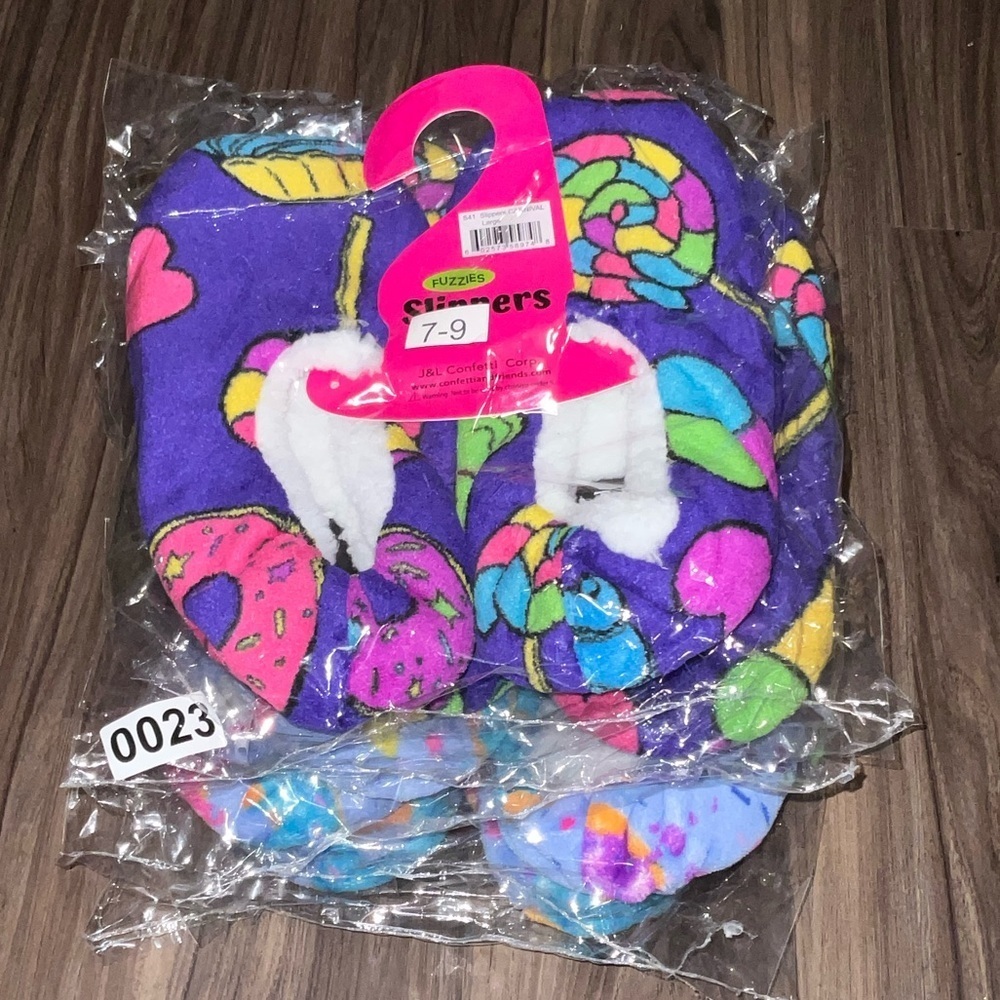 Fuzzies Colorful Fuzzy Slippers - lot of 5 - Picture 3 of 3